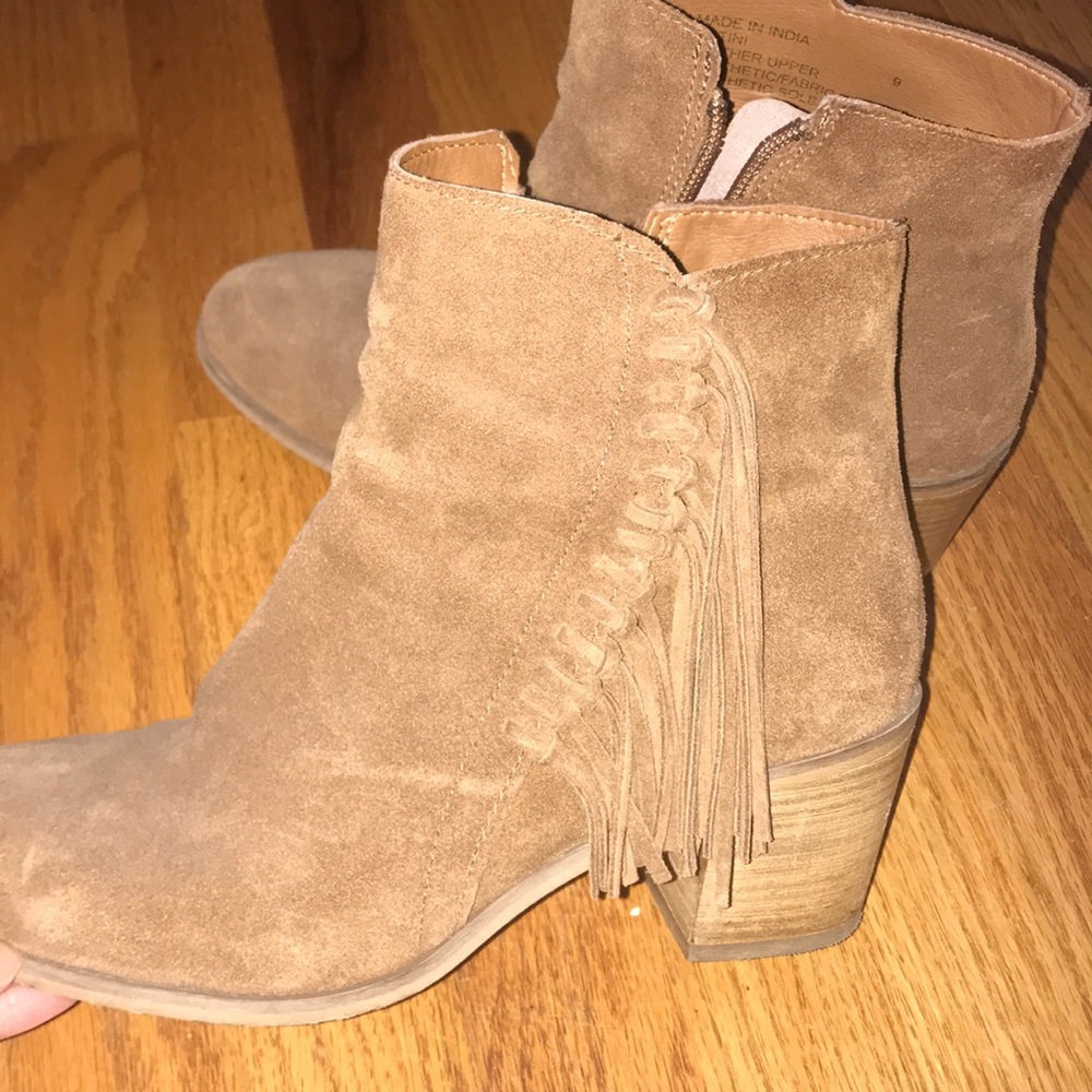 Suede Fringe Booties